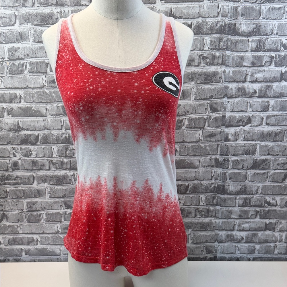 Georgia Bulldogs Red & White Tie-Dye Tank Top